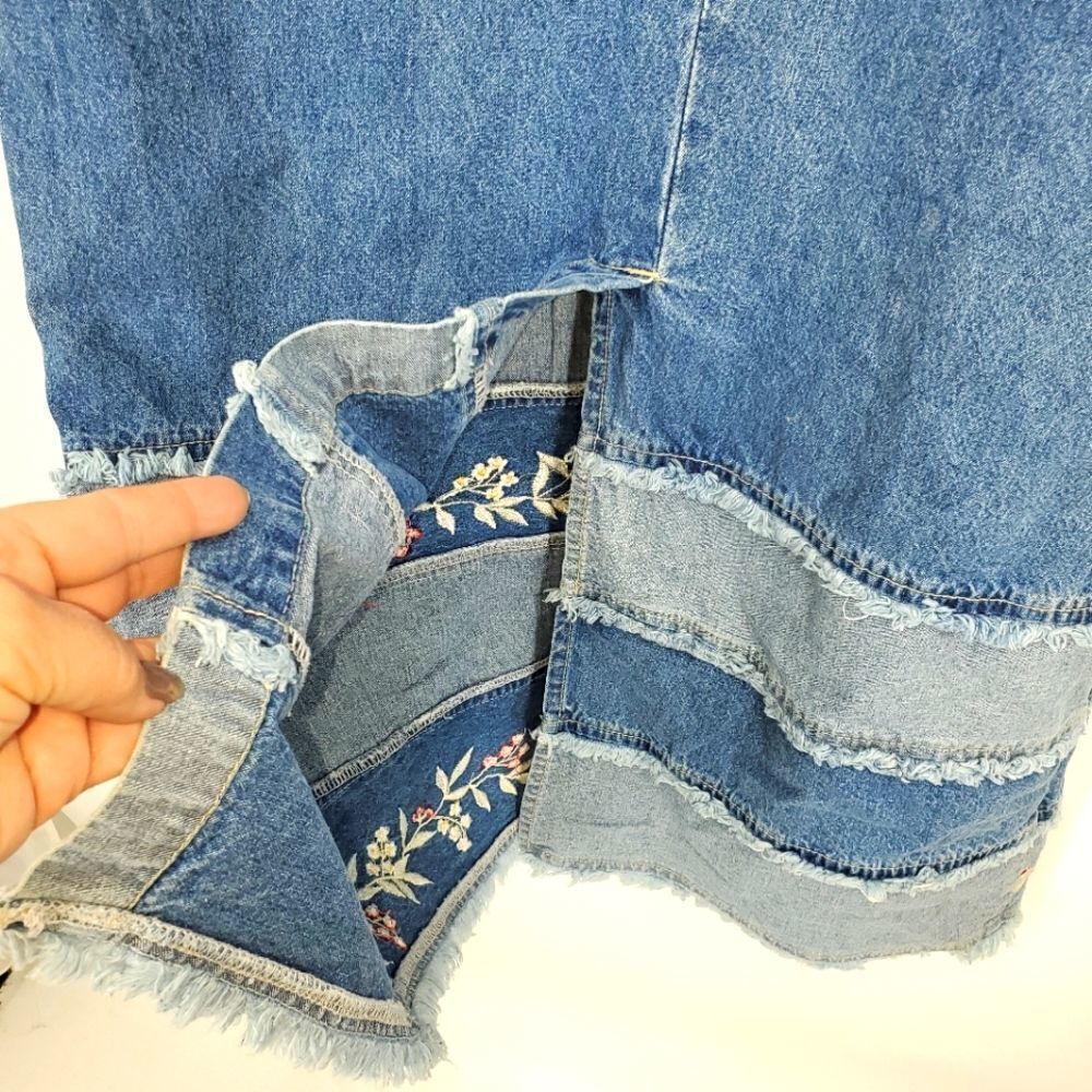 Sunshine Apparel Embroidered Denim Zip-up Maxi Dress Size Large - Picture 10 of 11